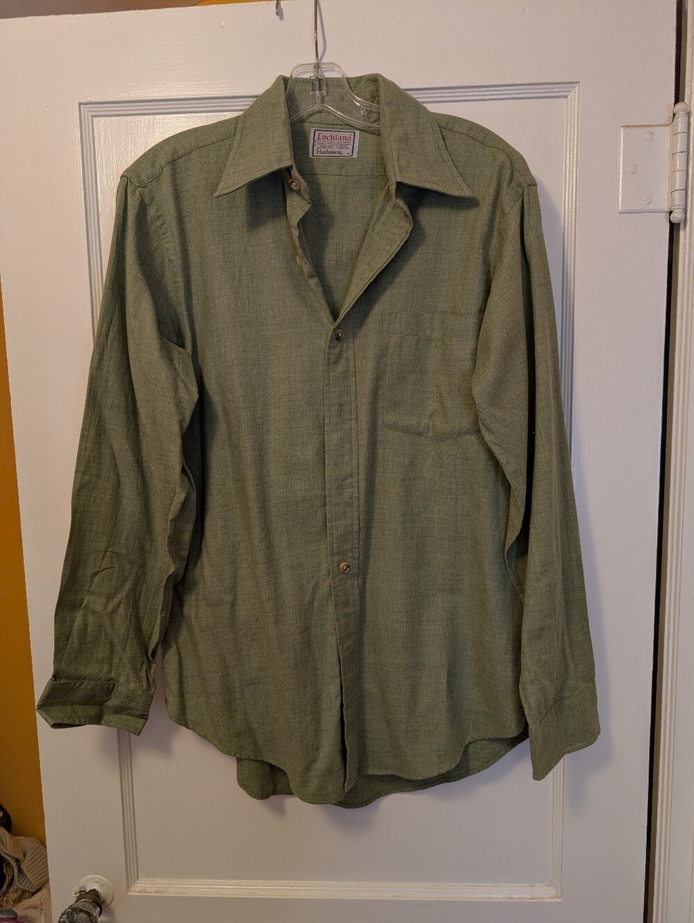 Lochlana Hathaway Men’s Green Wool Blend Button Down Shirt Medium